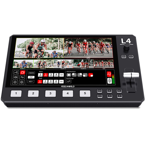 FeelWorld L4 HDMI Livestream Switcher with 10.1inch LCD Monitor