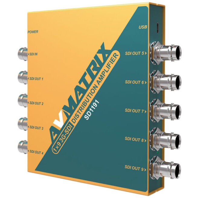 AVMATRIX SD1191 1×9 3G-SDI Reclocking Distribution Amplifier