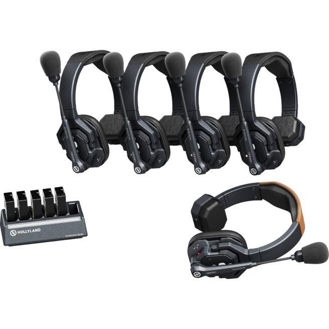 Hollyland Solidcom SE Global 5S 5-Person Full-Duplex Noise-Canceling Headset Intercom System (2.4 GHz)